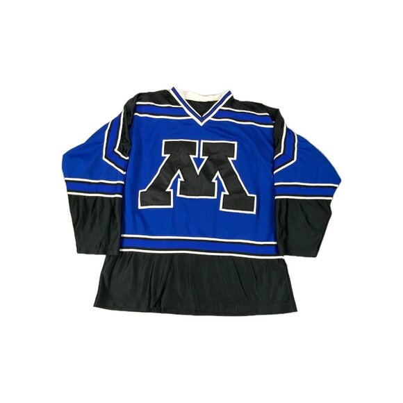Vtg Minnetonka Skippers Hockey Jersey #17 Men's XL Blue Performance V Neck - Picture 1 of 12